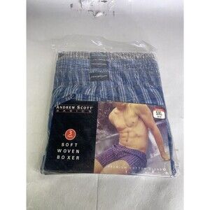 Andrew Scott Basics 3 Pack Woven Boxer Shorts Underwear Mens Size 5XL 58-60 VTG